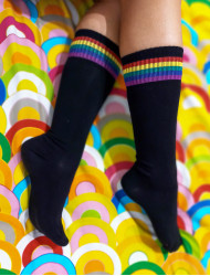 Crna Rainbow Stripe Ženske Dokolenice