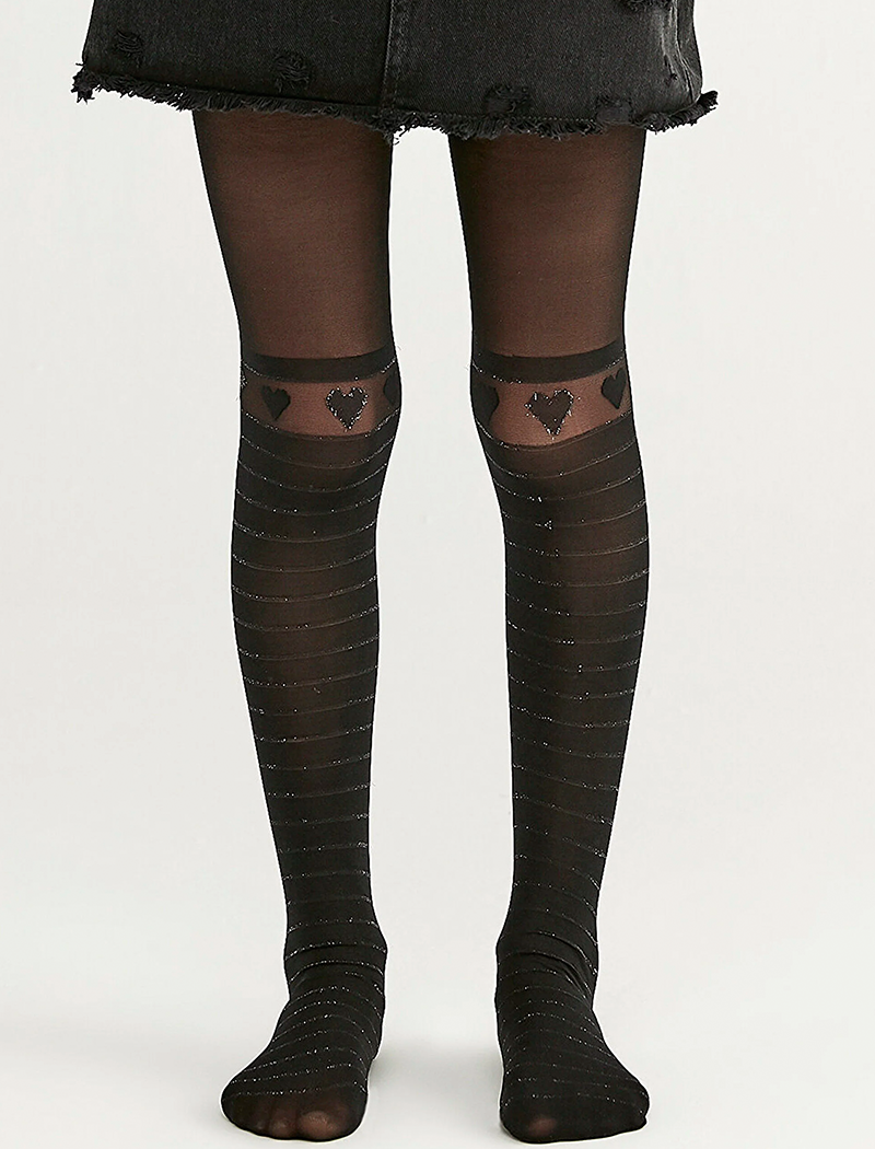 Silver Hearts Line Girl Tights Silver Hearts Line Girl Tights