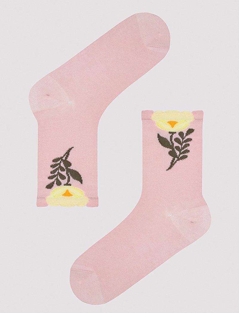 Old Rose Big Floral Ankle High