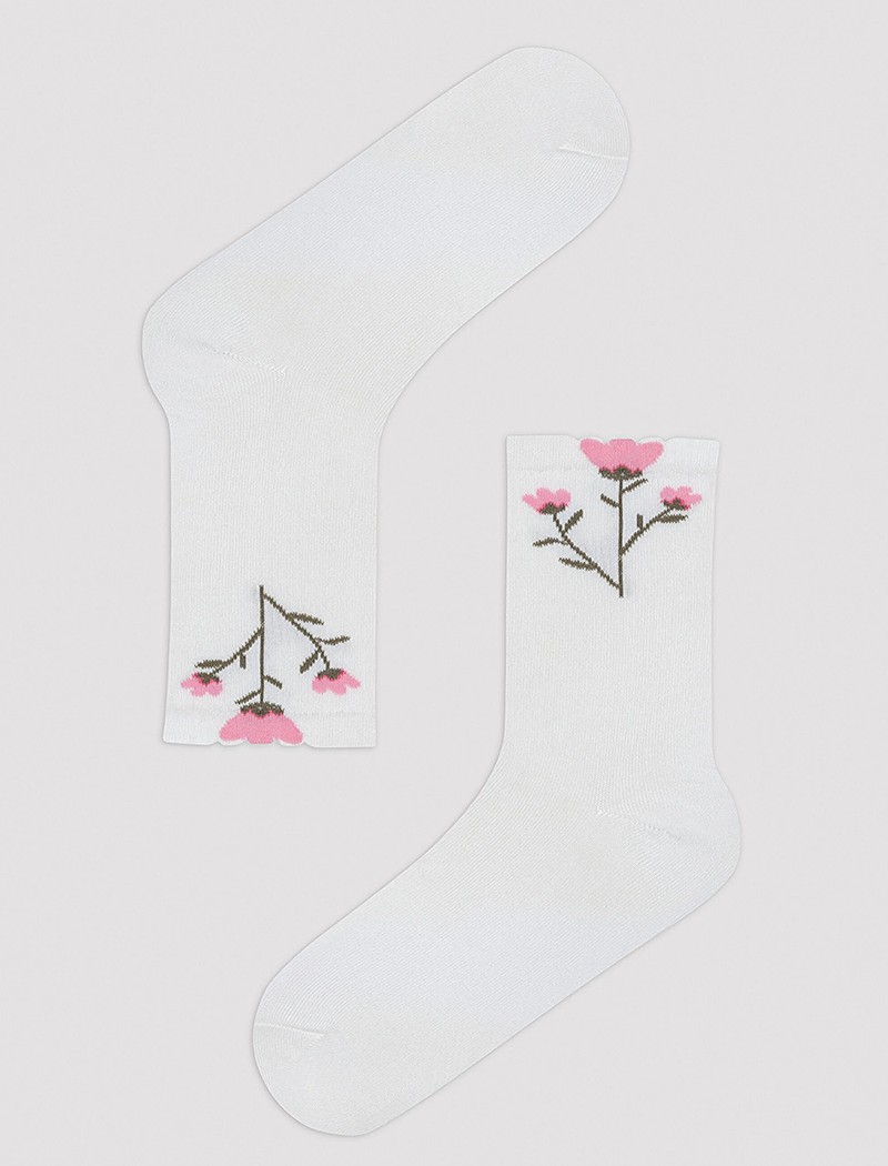 White Big Floral Sokne